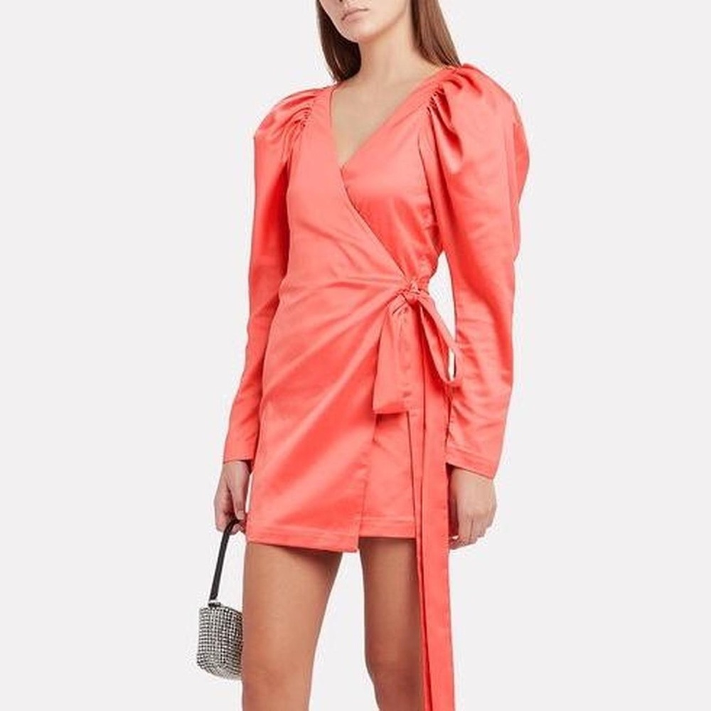 ROTATE Satin Wrap Dress